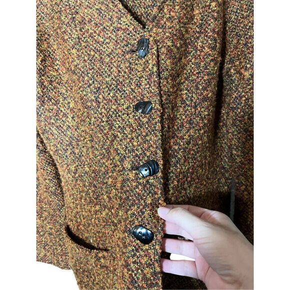Vintage F.L Malik Tweed Long Line Coat Size M - Picture 8 of 9
